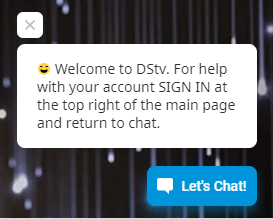 Live chat service on DStv's official website.