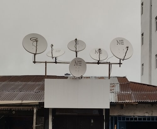 Satellite TV dishes on a roof